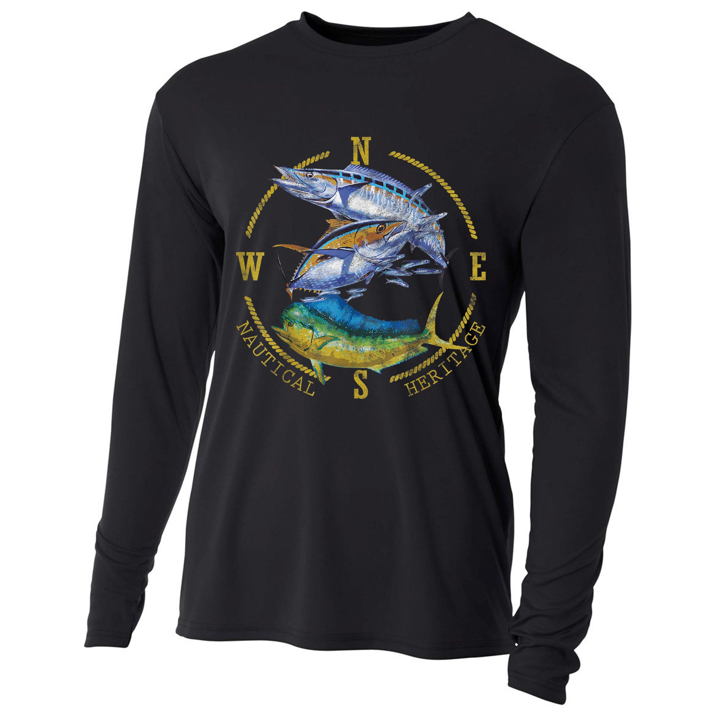 Fish Mahi Mahi Tuna Kingfish Nautical Heritage Fishing Gift Cooling Performance Long Sleeve Crew