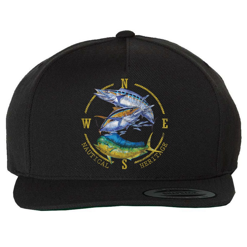 Fish Mahi Mahi Tuna Kingfish Nautical Heritage Fishing Gift Wool Snapback Cap