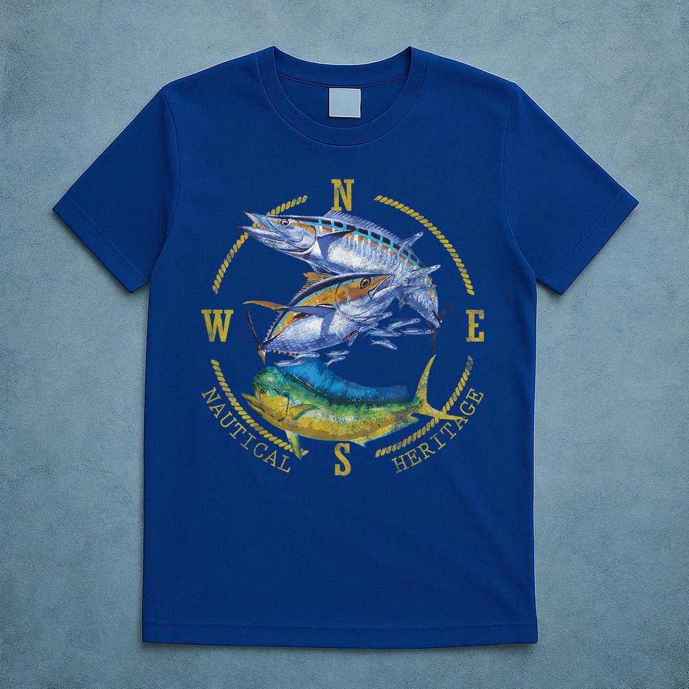 Fish Mahi Mahi Tuna Kingfish Nautical Heritage Fishing Gift T-Shirt