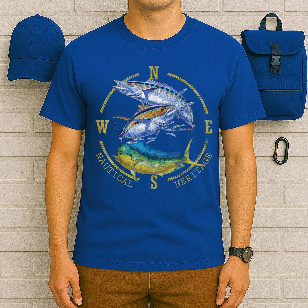 Fish Mahi Mahi Tuna Kingfish Nautical Heritage Fishing Gift T-Shirt
