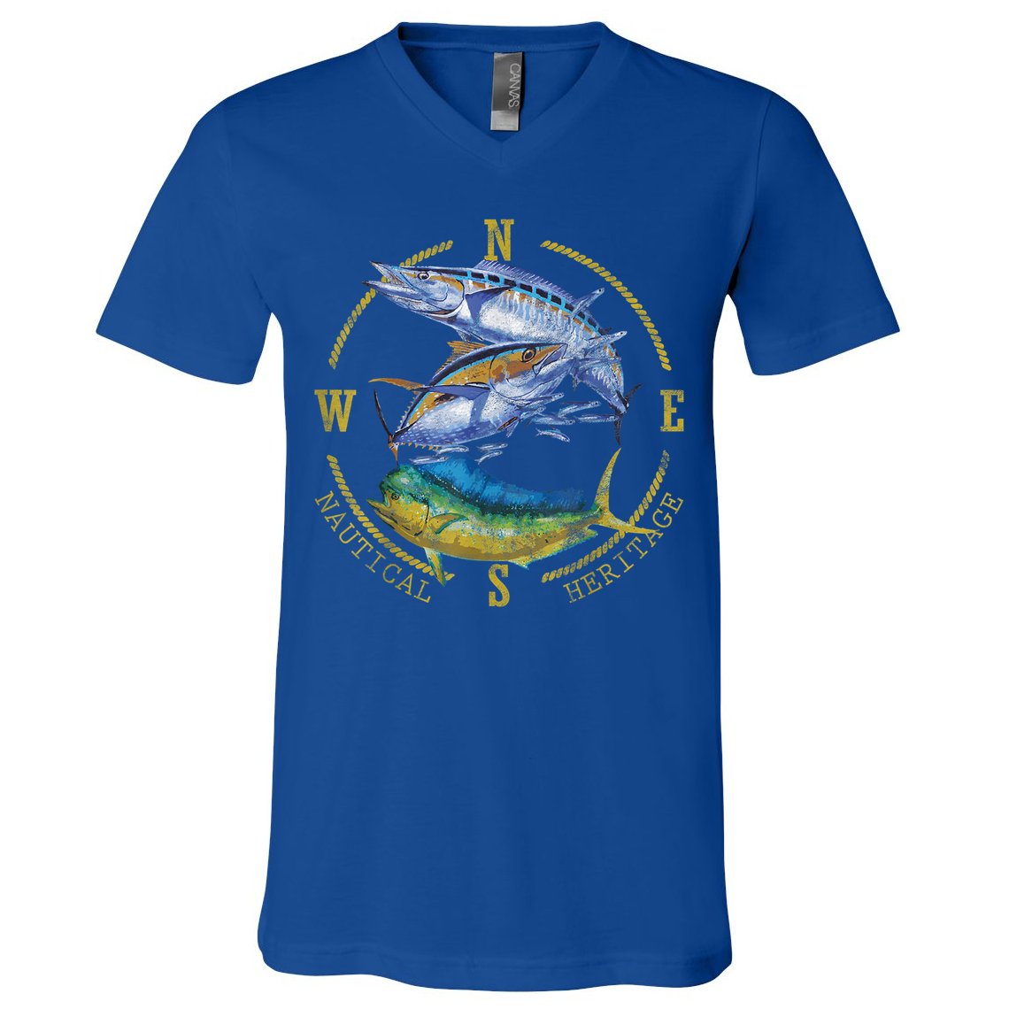 Fish Mahi Mahi Tuna Kingfish Nautical Heritage Fishing Gift V-Neck T-Shirt