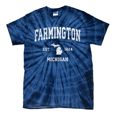 Farmington Michigan Mi Vintage Established Athletic Sports Design Tie-Dye T-Shirt