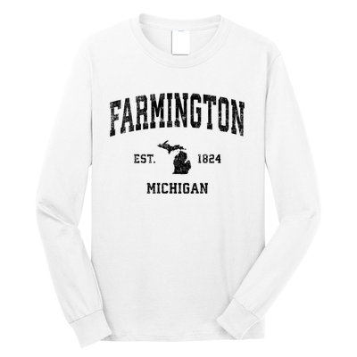 Farmington Michigan Mi Vintage Established Athletic Sports Design Long Sleeve Shirt