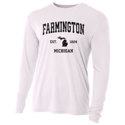 Farmington Michigan Mi Vintage Established Athletic Sports Design Cooling Performance Long Sleeve Crew