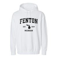 Fenton Michigan Mi Vintage Established Athletic Sports Design Garment-Dyed Fleece Hoodie