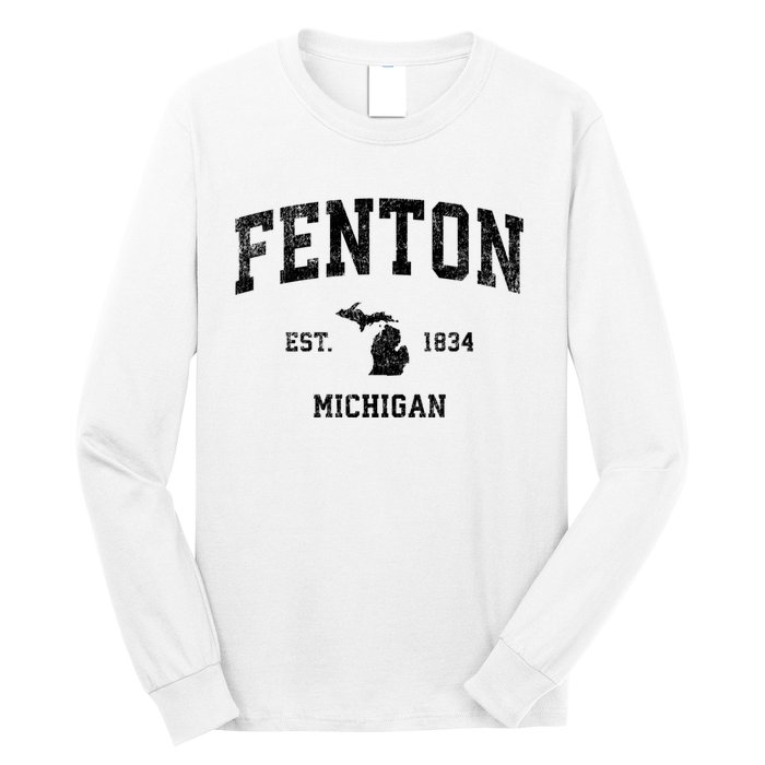 Fenton Michigan Mi Vintage Established Athletic Sports Design Long Sleeve Shirt