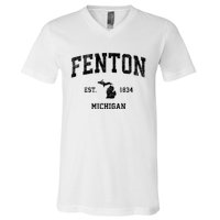 Fenton Michigan Mi Vintage Established Athletic Sports Design V-Neck T-Shirt