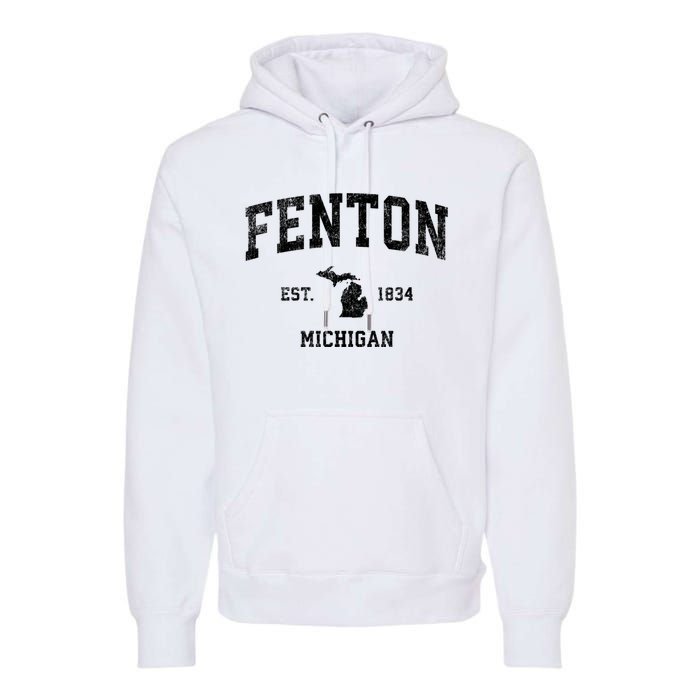 Fenton Michigan Mi Vintage Established Athletic Sports Design Premium Hoodie