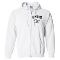 Fenton Michigan Mi Vintage Established Athletic Sports Design Full Zip Hoodie