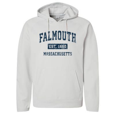 Falmouth Massachusetts Ma Vintage Sports Performance Fleece Hoodie