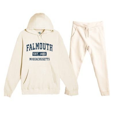 Falmouth Massachusetts Ma Vintage Sports Premium Hooded Sweatsuit Set