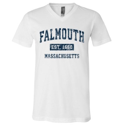 Falmouth Massachusetts Ma Vintage Sports V-Neck T-Shirt