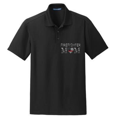 Firefighter Mom Mother Support the Thin Red Line Flag Son Dry Zone Grid Polo