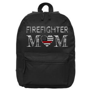 Firefighter Mom Mother Support the Thin Red Line Flag Son 16 in Basic Backpack