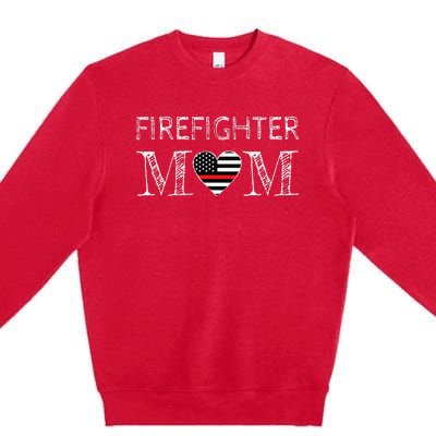 Firefighter Mom Mother Support the Thin Red Line Flag Son Premium Crewneck Sweatshirt