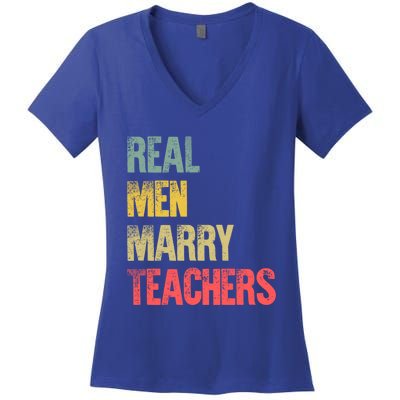 Funny Marriage Meaningful Gift Real Marry Teachers Groom Gift Women's V-Neck T-Shirt