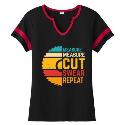 Funny Measure Measure Cut Swear Repeat Ladies Halftime Notch Neck Tee