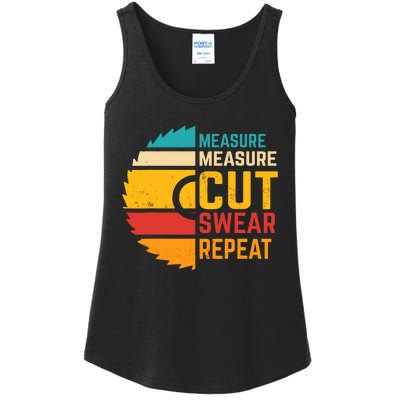 Funny Measure Measure Cut Swear Repeat Ladies Essential Tank