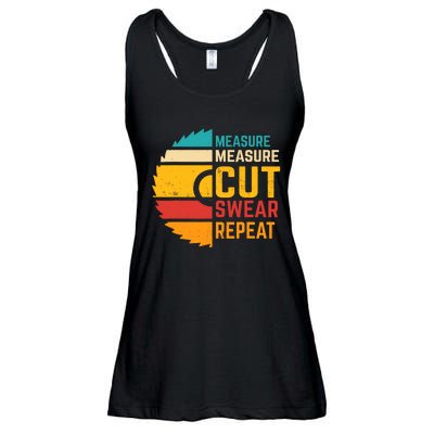 Funny Measure Measure Cut Swear Repeat Ladies Essential Flowy Tank