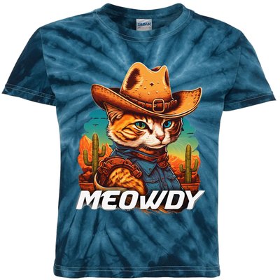 Funny Mashup Meowdy Cat Cowboy Hat Country Lover Gift Kids Tie-Dye T-Shirt