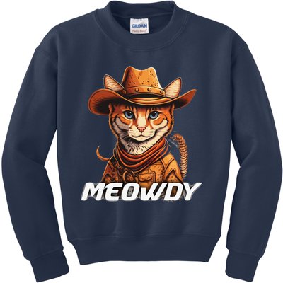 Funny Mashup Meowdy Cat Cowboy Hat Country Lover Kids Sweatshirt