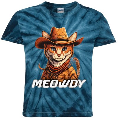 Funny Mashup Meowdy Cat Cowboy Hat Country Lover Kids Tie-Dye T-Shirt