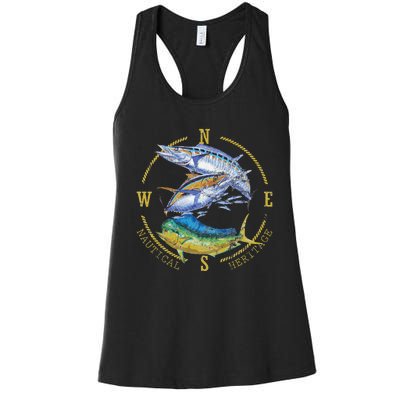 Fish Mahi Mahi Tuna Kingfish Nautical Heritage Fishing Gift Women's Racerback Tank