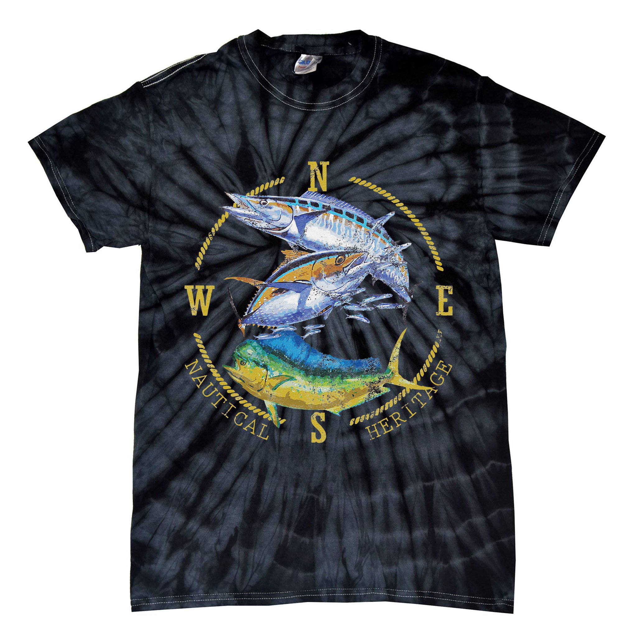 Fish Mahi Mahi Tuna Kingfish Nautical Heritage Fishing Gift Tie-Dye T-Shirt