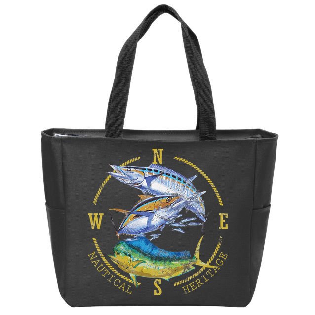 Fish Mahi Mahi Tuna Kingfish Nautical Heritage Fishing Gift Zip Tote Bag