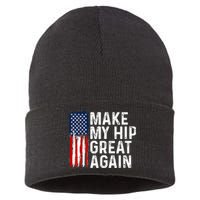 Funny Make My Hip Great Again Broken Hip Surgery Recovery Sustainable Knit Beanie
