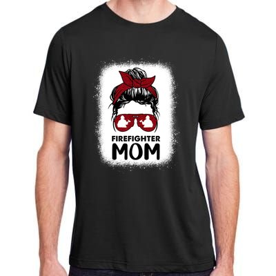 Firefighter Mom Mama Bleached Messy Bun Us Fire Son Funny Funny Gift Adult ChromaSoft Performance T-Shirt