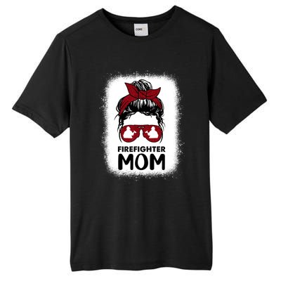 Firefighter Mom Mama Bleached Messy Bun Us Fire Son Funny Funny Gift Tall Fusion ChromaSoft Performance T-Shirt