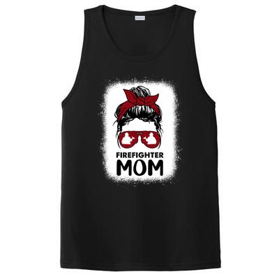 Firefighter Mom Mama Bleached Messy Bun Us Fire Son Funny Funny Gift PosiCharge Competitor Tank