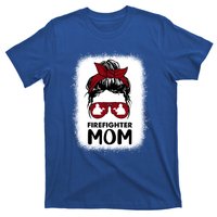 Firefighter Mom Mama Bleached Messy Bun Us Fire Son Funny Funny Gift T-Shirt