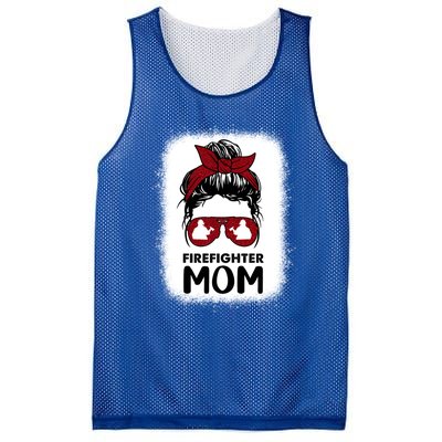 Firefighter Mom Mama Bleached Messy Bun Us Fire Son Funny Funny Gift Mesh Reversible Basketball Jersey Tank