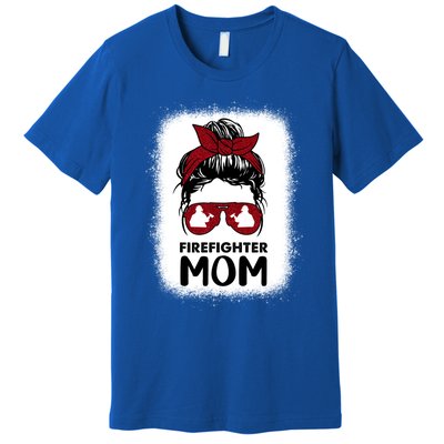 Firefighter Mom Mama Bleached Messy Bun Us Fire Son Funny Funny Gift Premium T-Shirt