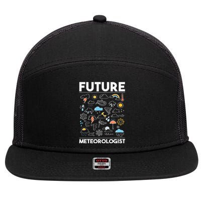 Future Meteorologist  Meteorology Weather Forecast Clouds 7 Panel Mesh Trucker Snapback Hat