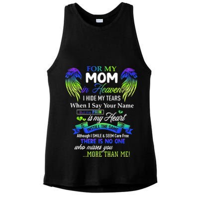 For My Mom In Heaven I Hide My Tears When I Say Your Name Ladies PosiCharge Tri-Blend Wicking Tank