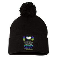 For My Mom In Heaven I Hide My Tears When I Say Your Name Pom Pom 12in Knit Beanie