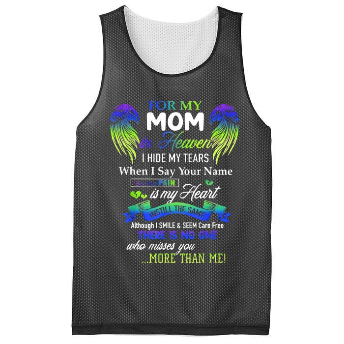 For My Mom In Heaven I Hide My Tears When I Say Your Name Mesh Reversible Basketball Jersey Tank
