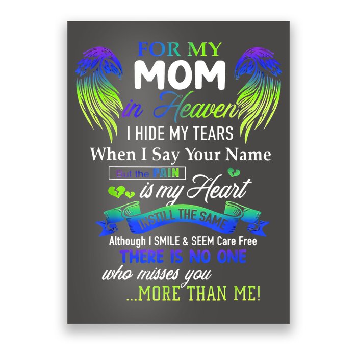 For My Mom In Heaven I Hide My Tears When I Say Your Name Poster