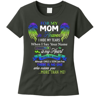 For My Mom In Heaven I Hide My Tears When I Say Your Name Womens T-Shirt