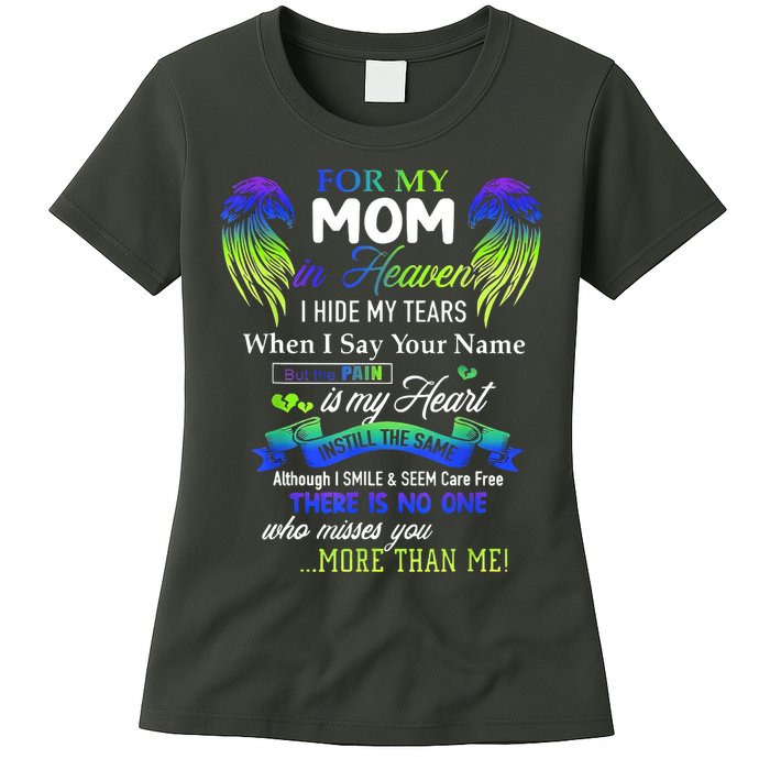 For My Mom In Heaven I Hide My Tears When I Say Your Name Womens T-Shirt