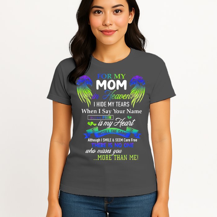 For My Mom In Heaven I Hide My Tears When I Say Your Name Womens T-Shirt