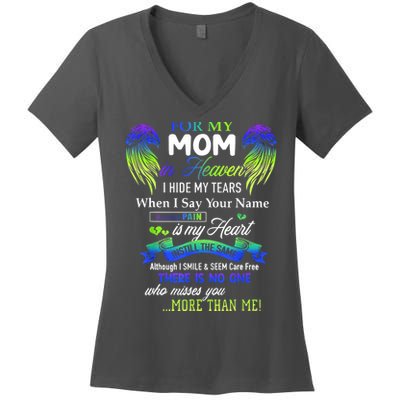 For My Mom In Heaven I Hide My Tears When I Say Your Name Women's V-Neck T-Shirt