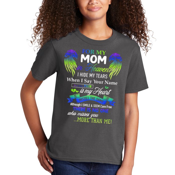 For My Mom In Heaven I Hide My Tears When I Say Your Name Kids T-Shirt