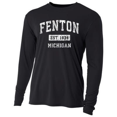 Fenton Michigan Mi Vintage Sports Cooling Performance Long Sleeve Crew