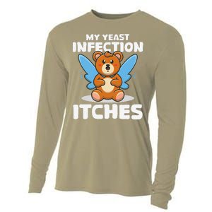 Funny Meme My Yeast Infection Itches Weird Humor Offensive Cooling Performance Long Sleeve Crew