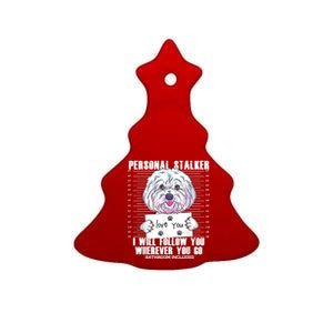 Funny Maltese Malshi Dog Lover Quote Ceramic Tree Ornament