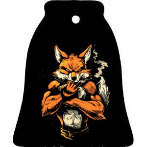 Fox Mean Muscular Fox Smoking Fox Cigar Fox Ceramic Bell Ornament